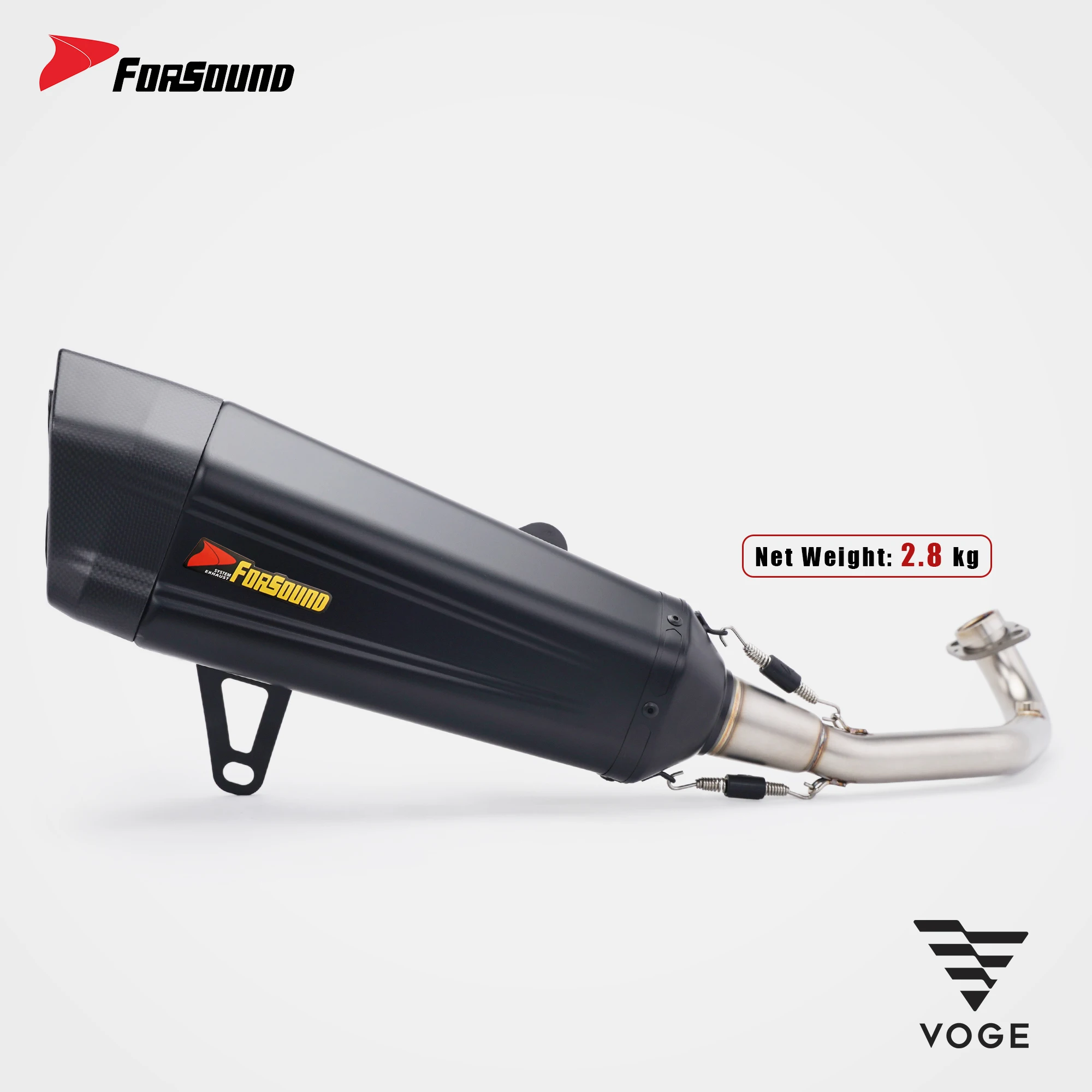 Forsound Factory Wholesale Price VOGE SR250GT Super Duke R Titanium Exhaust Valved Muffler with Mid Pipe Resonator
