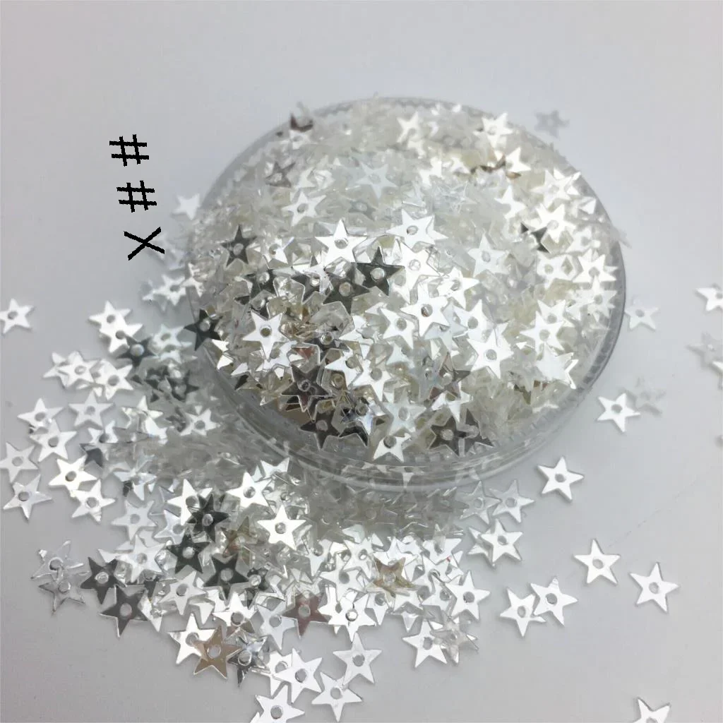 50g/lot 6mm Flat Star Sequins Loose Paillettes For Crafts DIY Accessories With 1 Middle Hole Crystal White Clothing Accessories