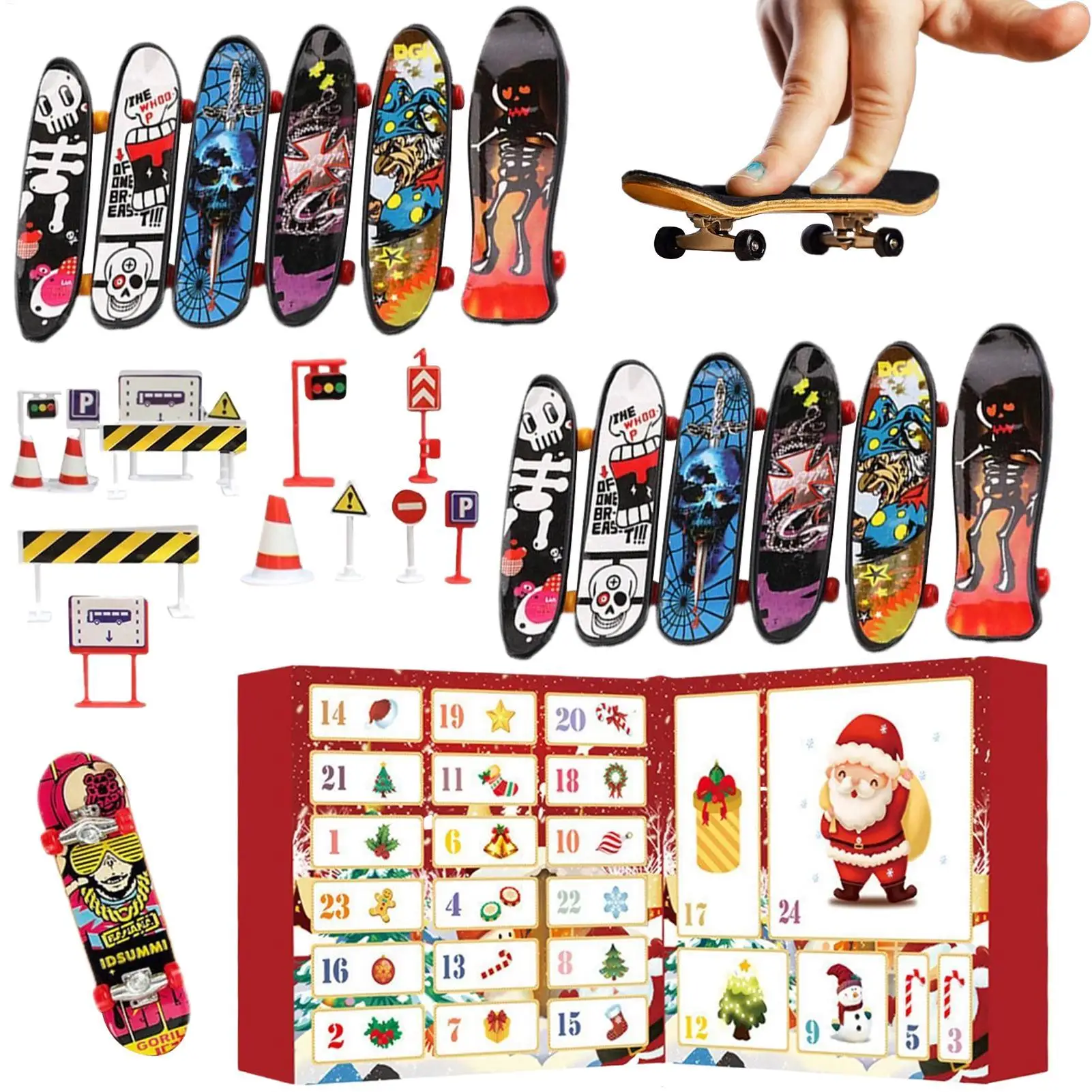Natal dedo skate advento diversão pequeno sinal de trânsito interativo natal dedo skates para festa de aniversário do feriado