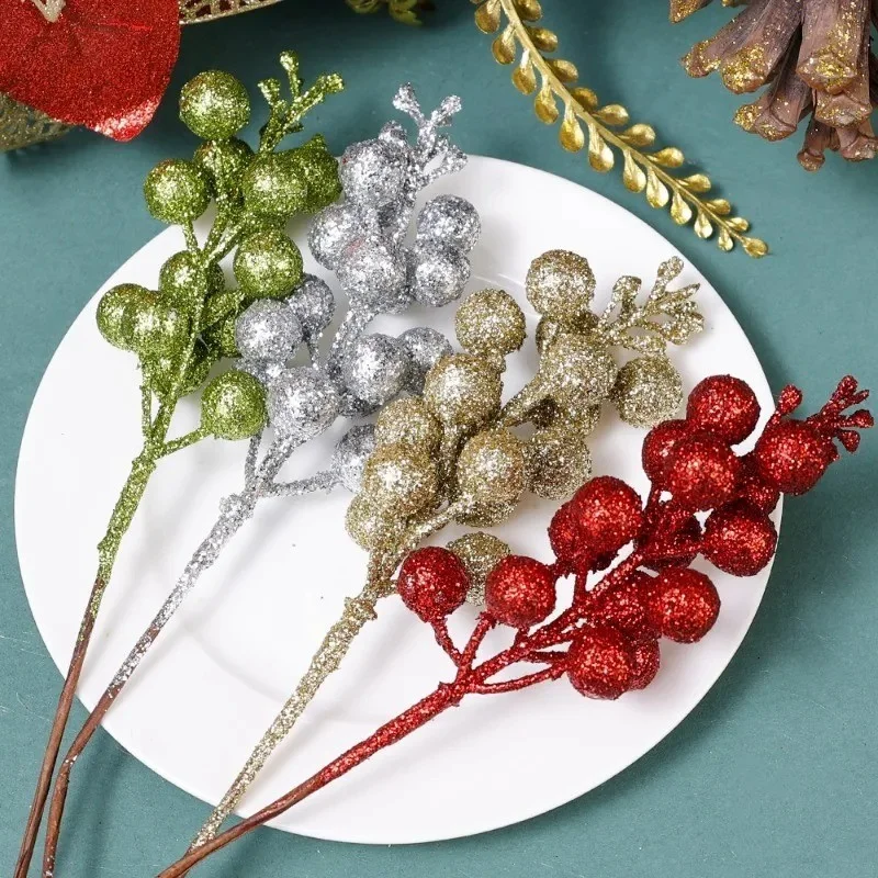 

Christmas Artificial Berry Branches Christmas Tree Berry Pendant Glittering Spherical Berry Decoration Christmas Decorations