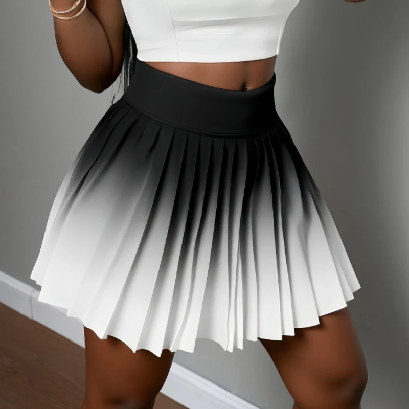 Letnie spodenki do biegania z gradientem kolorów, kieszeń boczna, imitacja 2-częściowej tenisowej mini spódniczki, chłodzące, szybkoschnące, oddychające spódniczki do jogi damskie.