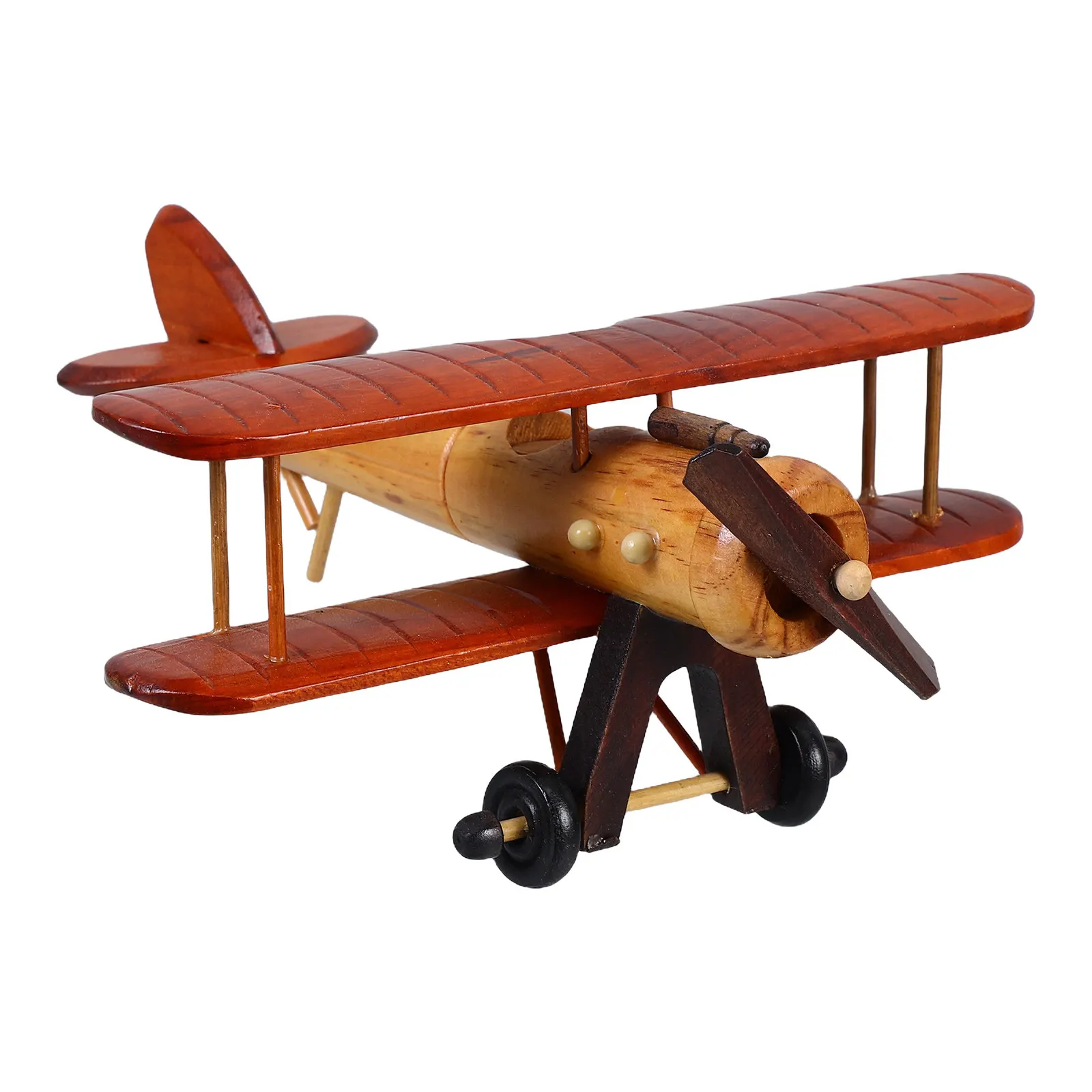 

Vintage Wooden Airplane Handcraft Retro Biplane Desktop Decoration Home Office Decor Wooden Aircraft Ornament Airplane Sculpture