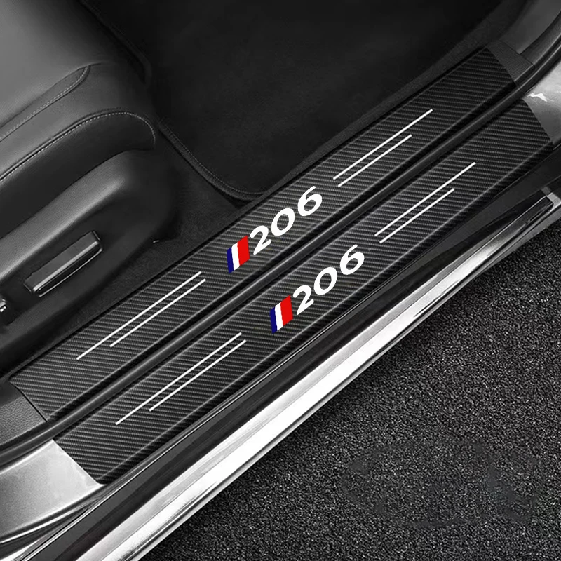 For Peugeot 208 406 407 408 206 207 2008 306 307 Carbon Fiber Car Door Sill Anti Kick Sticker Scuff Scratch Threshold Strip