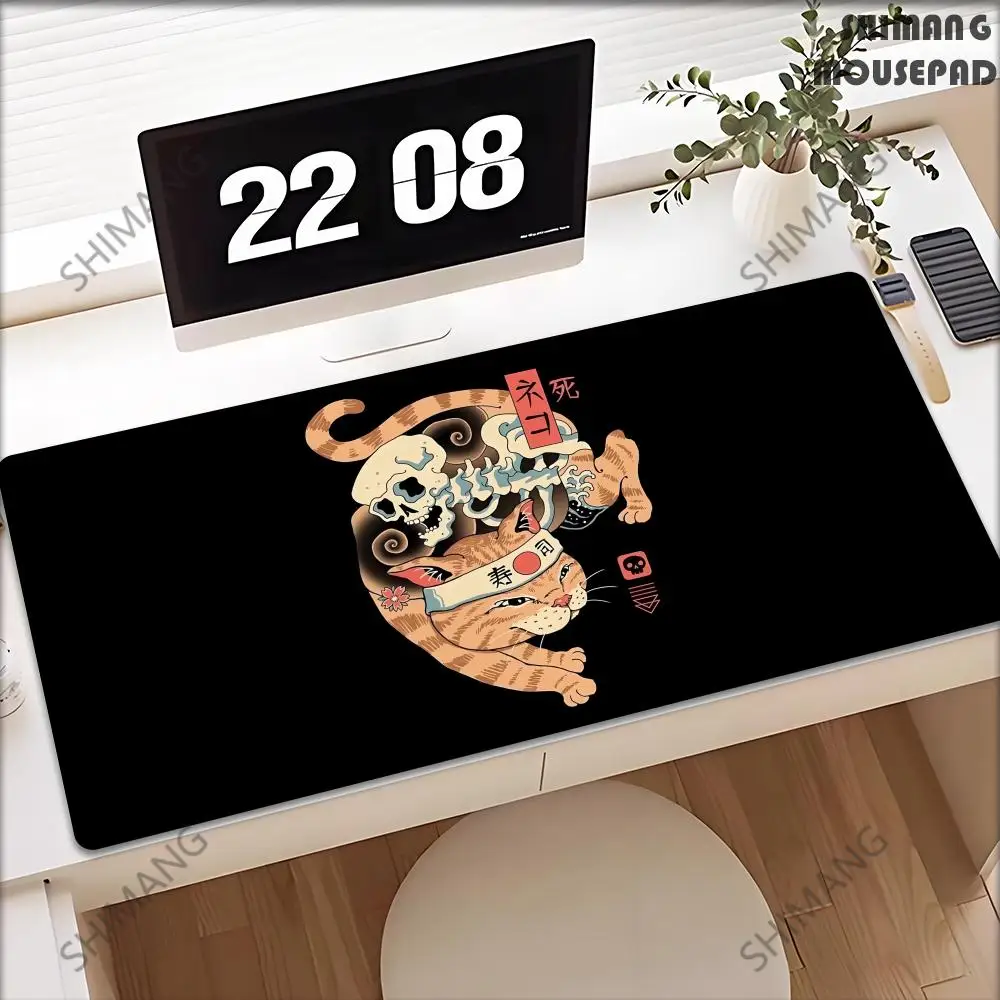 

Japan Anime Cat Mousepad Large Gaming Mouse Pad Non-Slip Mouse Mat Gamer Locking Edge Computer Desk Mat Office Art Keyboard Pad