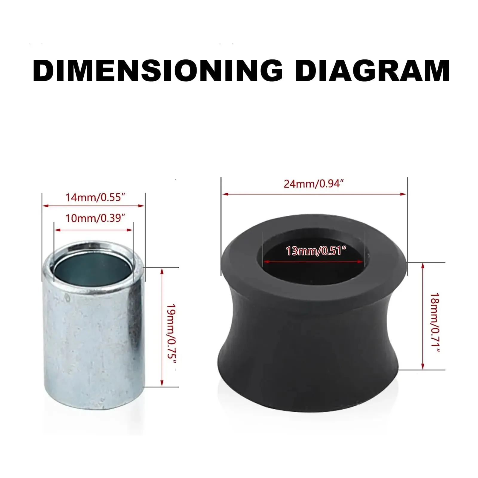 4Pcs 12MM/10MM Rear Shock Absorbing Suspension Bushing Set in Rubber Material Compatible with Motorcycles Scooter ATV UTV Go Kar