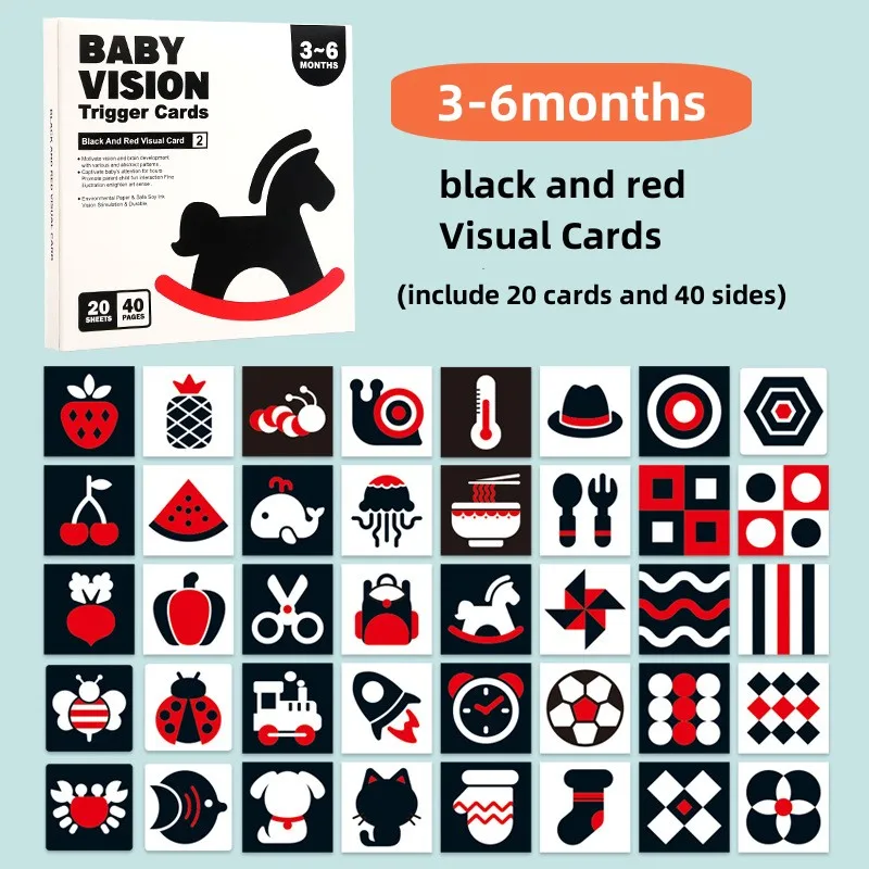 ความคมชัดสูง Montessori ทารก Visual Stimulation Card ของเล่นความรู้ความเข้าใจสี Baby Vision การ์ดของเล่น Montessori Early Educational