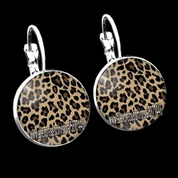 New Animal Skin Glass Women Earrings Leopard Print Patterns Stud Earrings Round Photo Glass Cabochon French Earrings for Girls