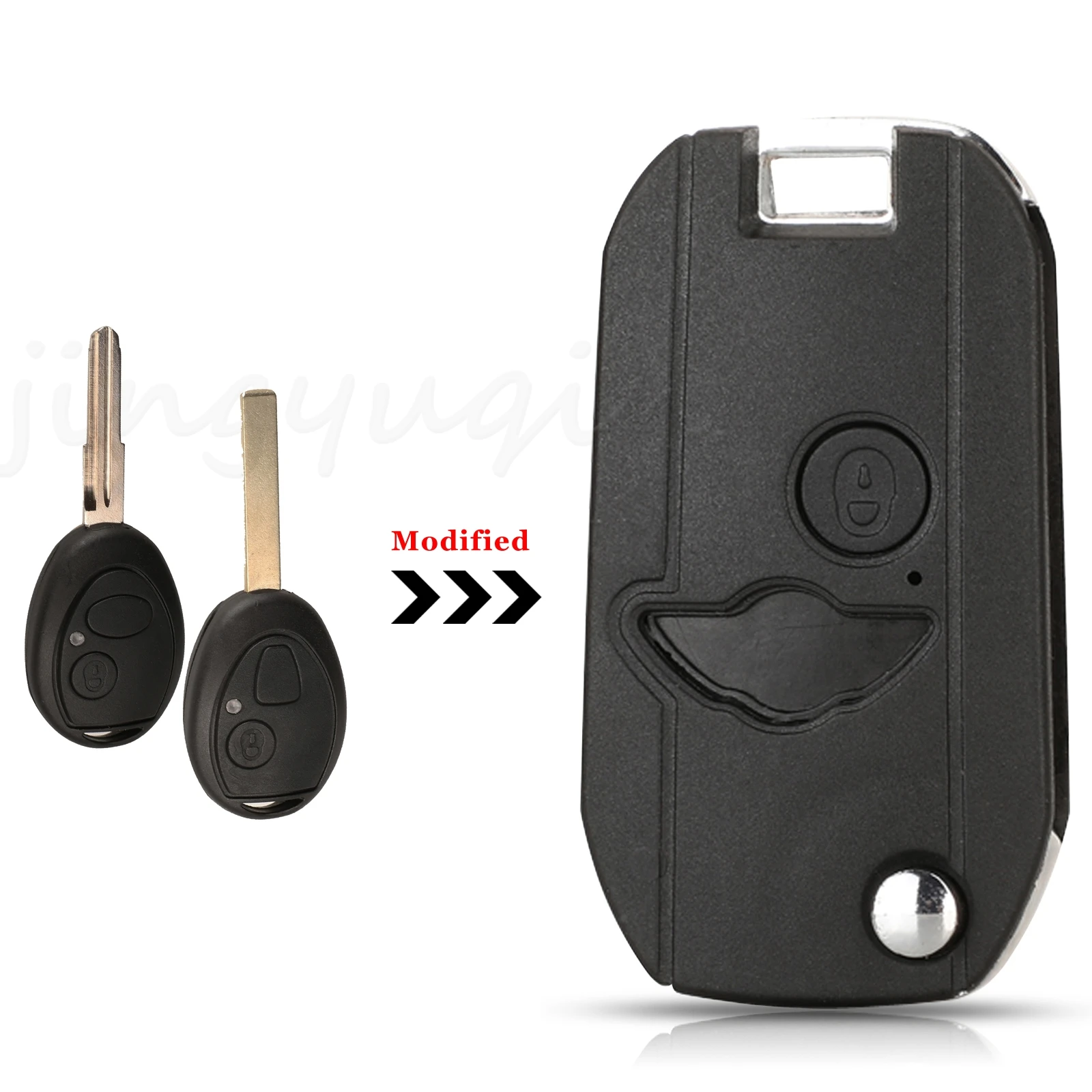 

jingyuqin 2 Button Modified Flip Remote Key Fob Case For BMW Mini One Cooper S 75 E34 E36 E39 E46 R50 R53 Z3 Z4 X3 X5 Land Rover