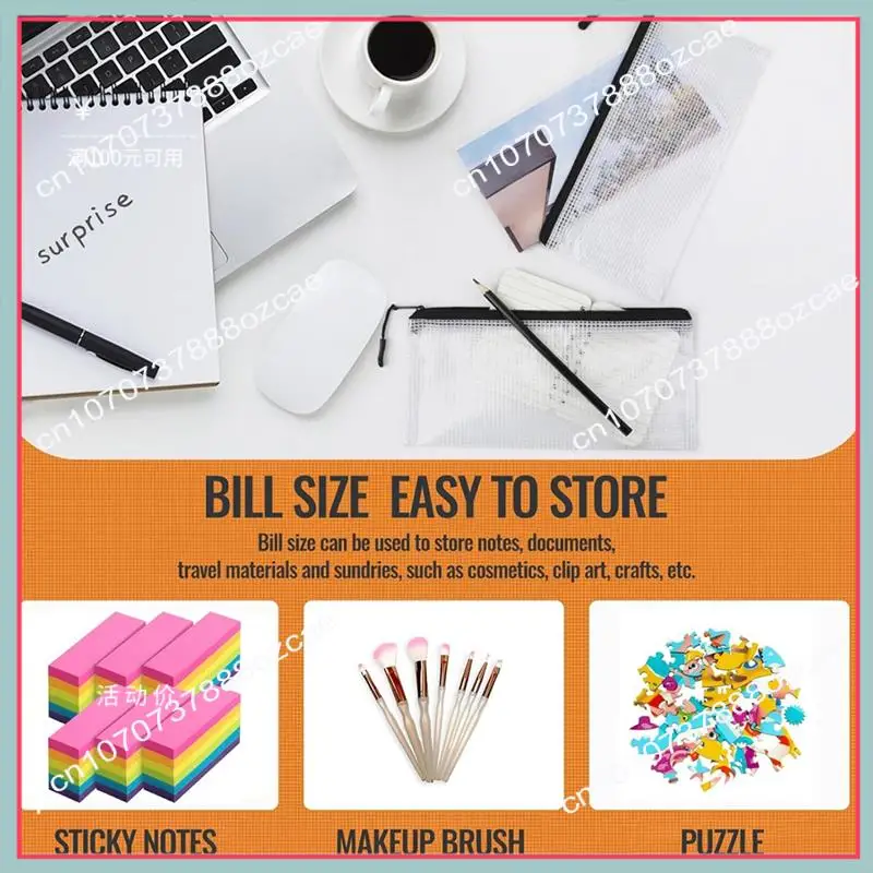 Bolsas de malla con cremallera A26P, 24 Uds., pequeñas bolsas transparentes negras a granel, organización de cosméticos de viaje, suministros para el aula y la oficina