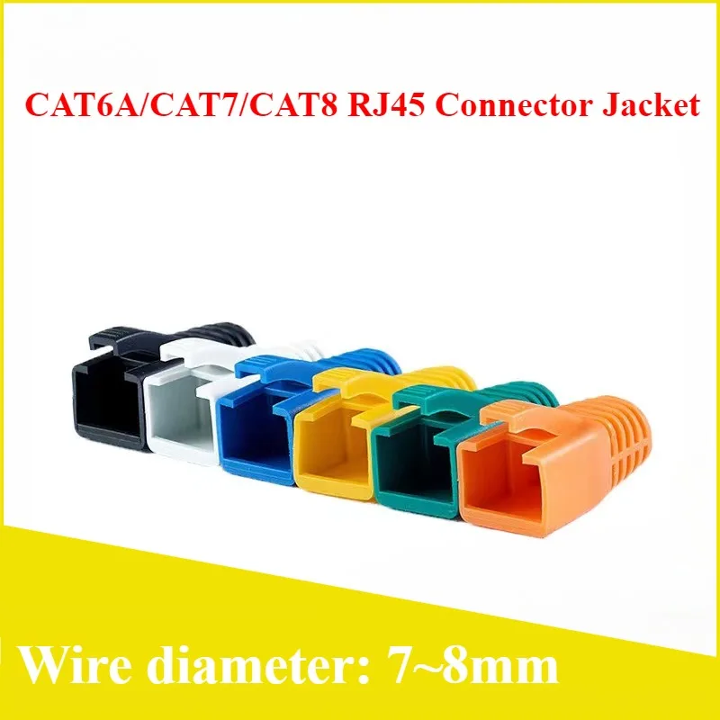 100PCS RJ45 Ethernet Network Cable Strain Relief Boots Cable Connector Plug Covers for CAT8 CAT7 CAT6A (OD: 7.0mm~8.5mm)