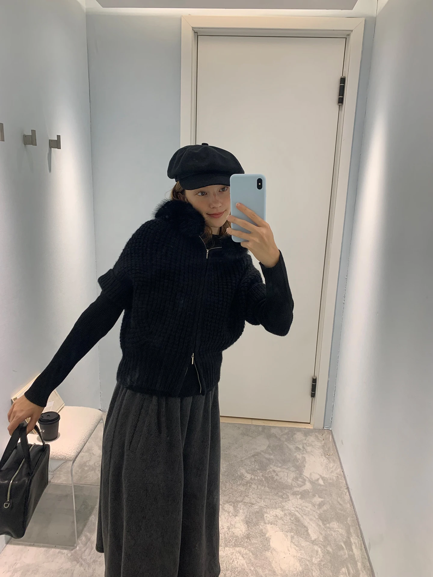 

Kernel Cosmos Winter Night Letter Autumn Winter Vintage Aosphere Fur Collar Bat f Sve Pure Wool Open Cardigan Top