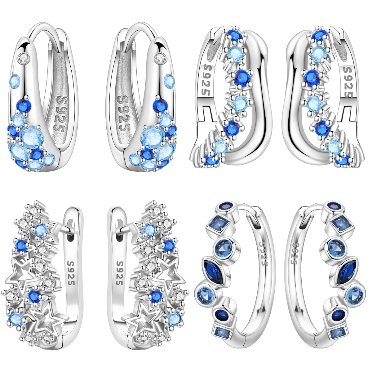 Orstarry S925 Sterling Silber Ohrringe, vielseitige Ohrringe mit blauem Farbverlauf, Galaxie-Ohrringe für Frauen, Geburtstagsgeschenk, edler Schmuck