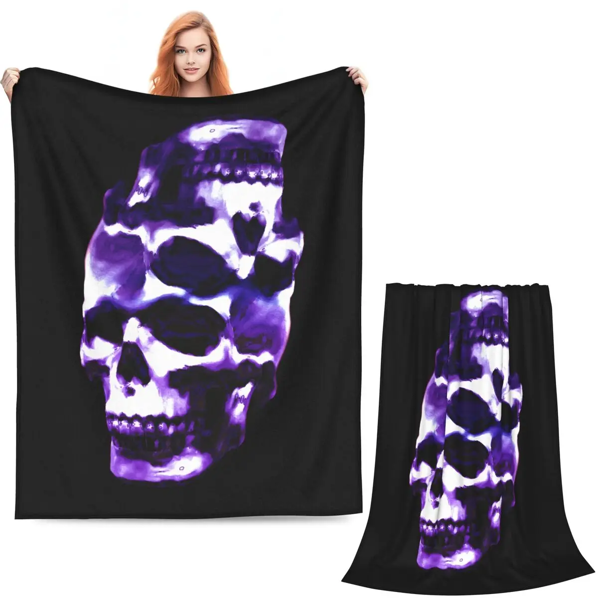 Human Skeleton Blankets Soft Warm Flannel Throw Blanket Bedspread for Bed Living room Picnic Travel Home Sofa