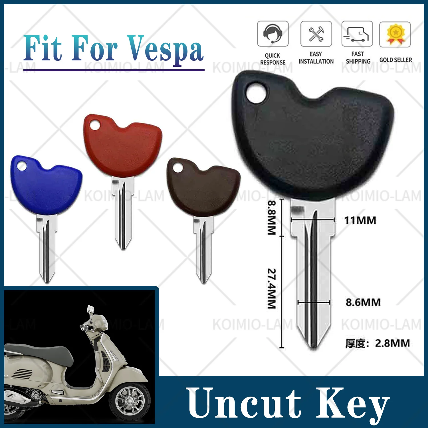 

Fit For Vespa GT125 GT200 GT250 GTS125 GTS150 GTS250 GTS300 GTV250 GTV300 ET2 ET4 LX LXV Sprint S 125 150 Uncut Blade Blank Key