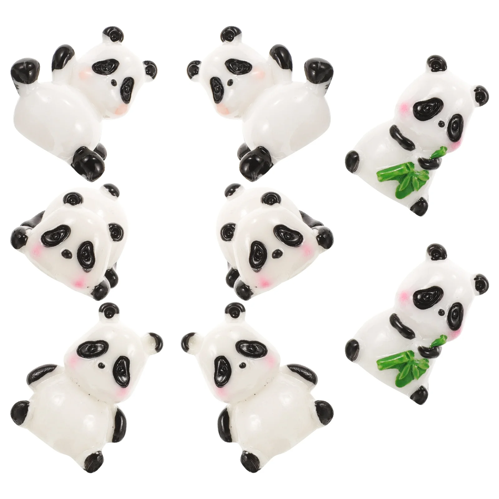 8 Pcs Toys Mini Panda Ornament Decoration Garden Sculpture Scene Decors Resin Landscape Model