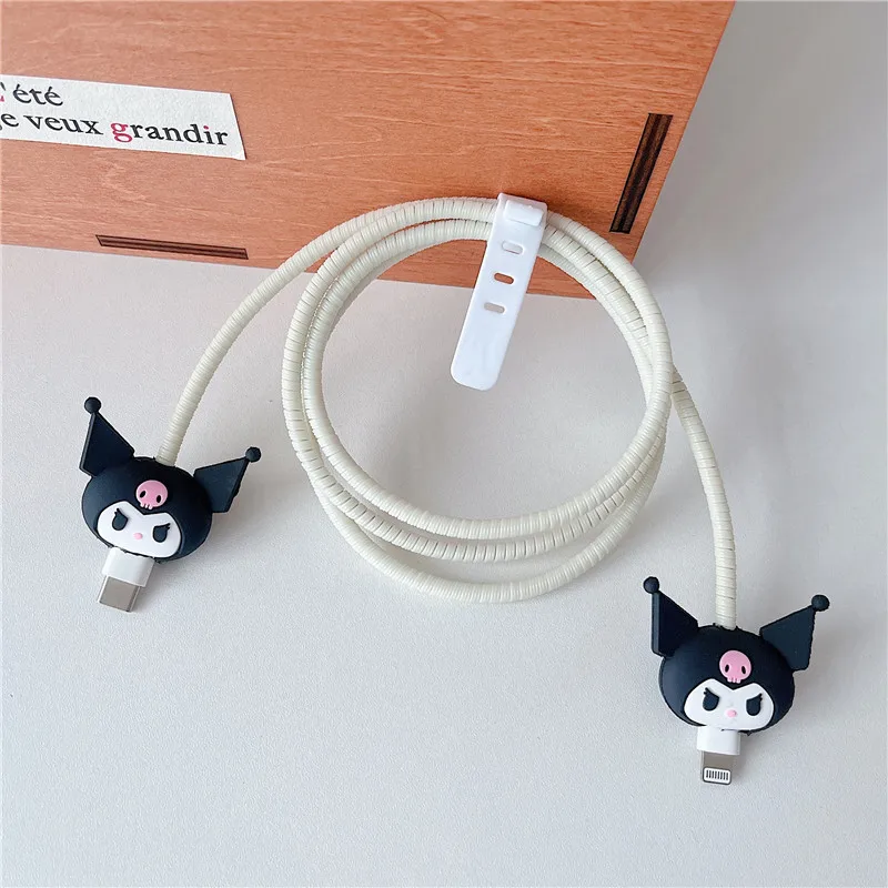 New Arrival Cute USB Cable Earphone Protector Set with Cable Winder Cartoon Spiral Cord protector For iphone 5 6 6s 7