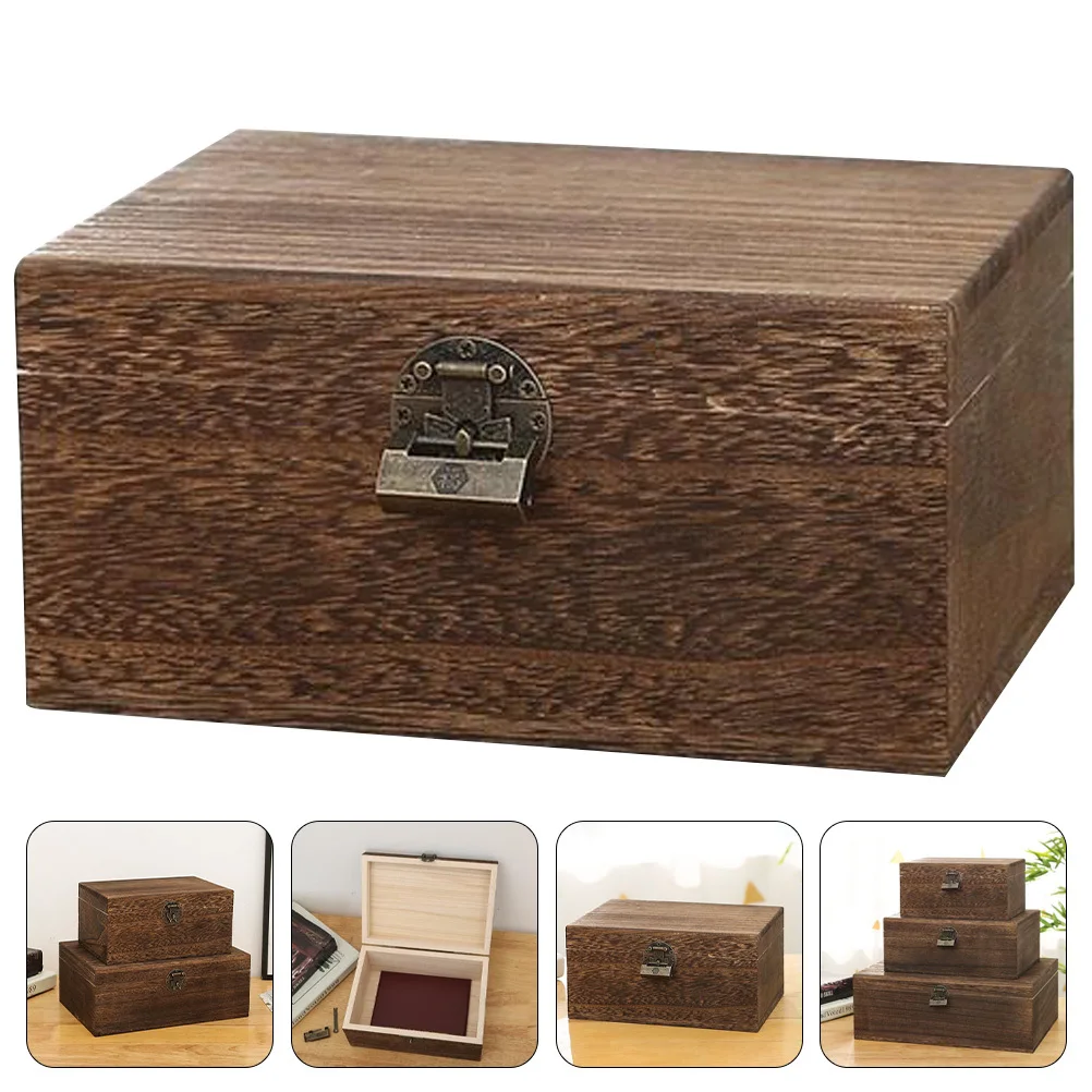 

Retro Trinket Box Practical Jewelry Organizer Wooden Storage Container Necklace Bracelet Ring Keepsake Gift for Women