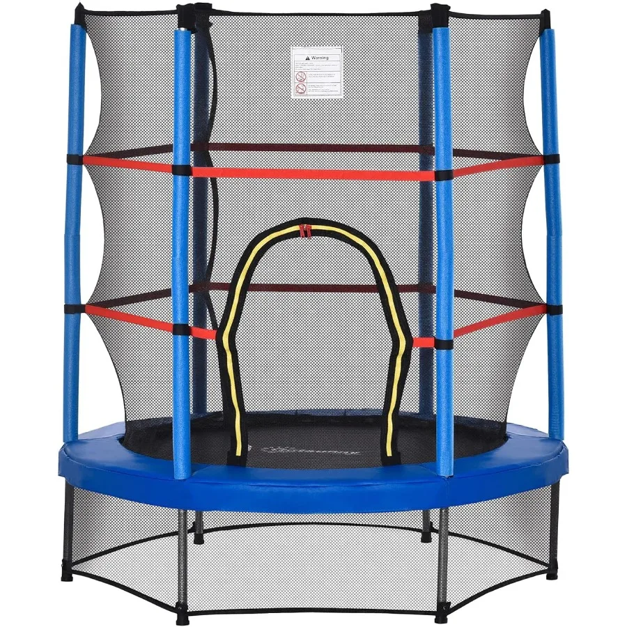 

5FT Trampoline for 55 Mini Indoor Outdoor Toddler Trampoline Toy with Enclosure Net Springless Design Safety Pad and Steel Fram