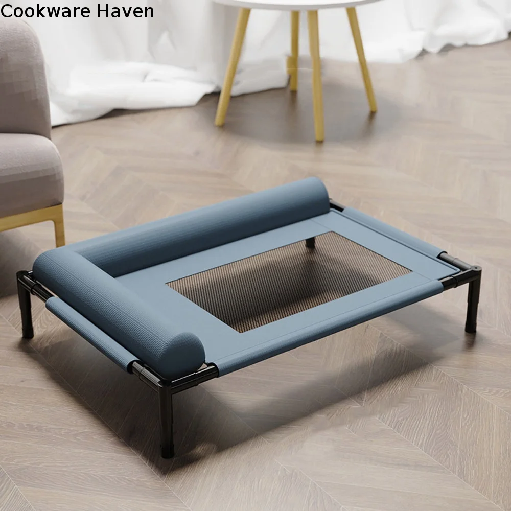 Washable Mesh Elevated Dog Beds Breathable Removable Raised Dog Bed with Pillow Outside Dog Bed for Small Medium Dogs