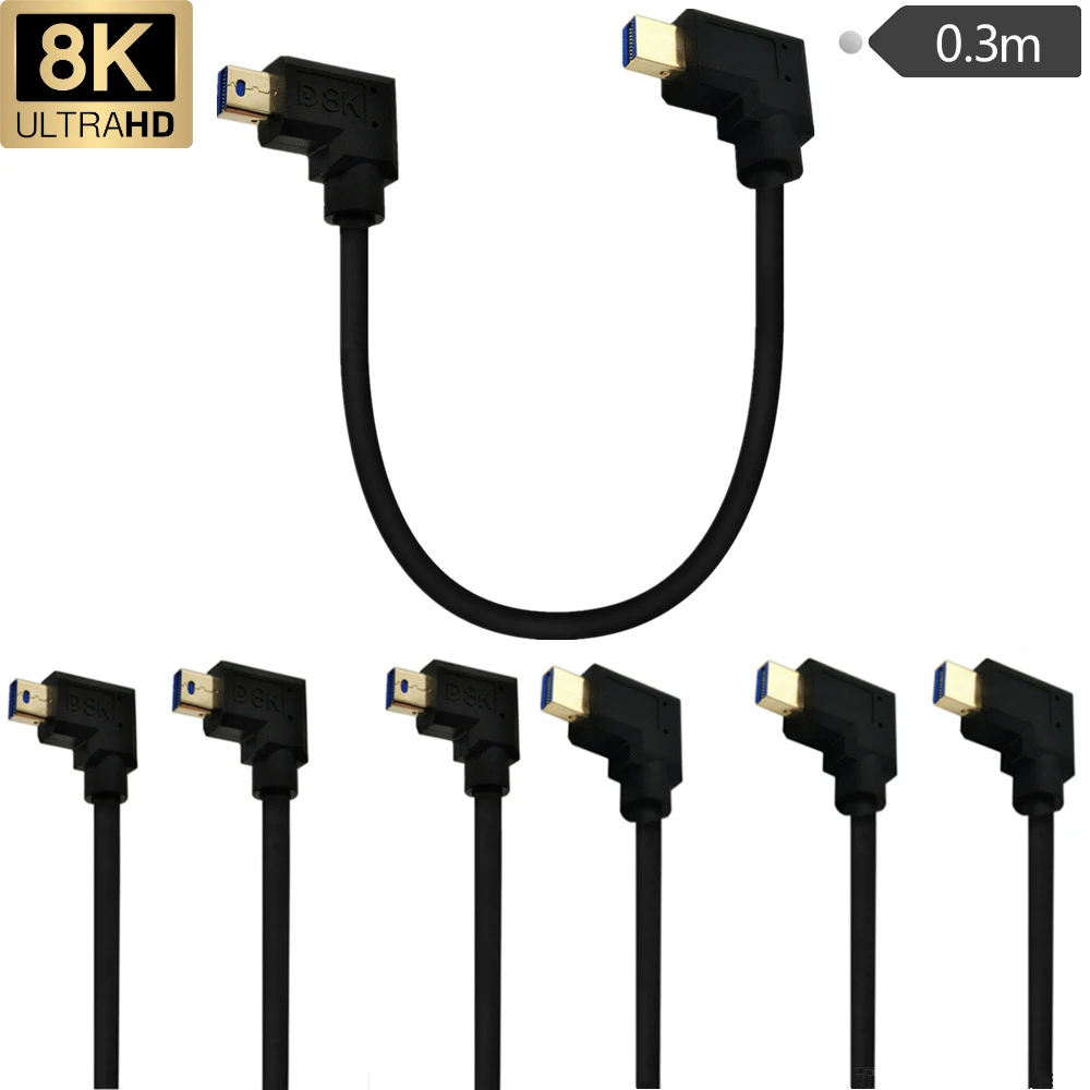 

8K/60Hz 4K/144Hz Supported Left Right 8K 60hz MiniDP Male Male 90° Left and Right Bend 4K/144Hz Notebook Monitor Projector Cable