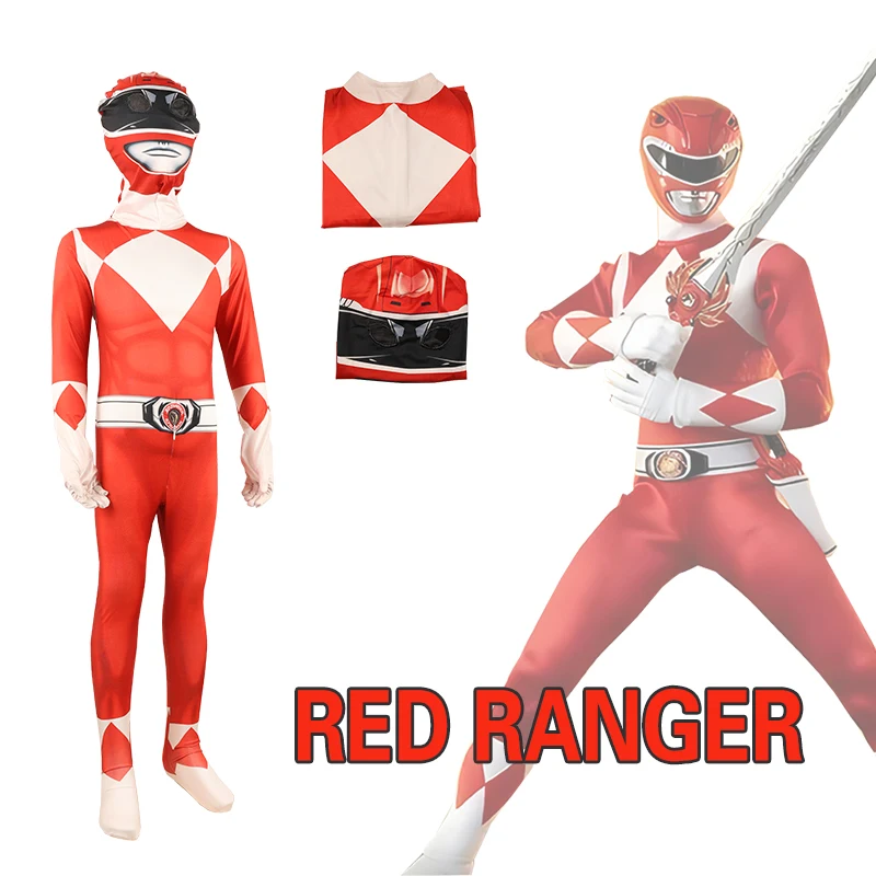 Movie Mighty Morphin Power Jason Cosplay Costume Rangers Kimberly Jumpsuit Mask Samurai Halloween For Adult Kid Fantasia Power