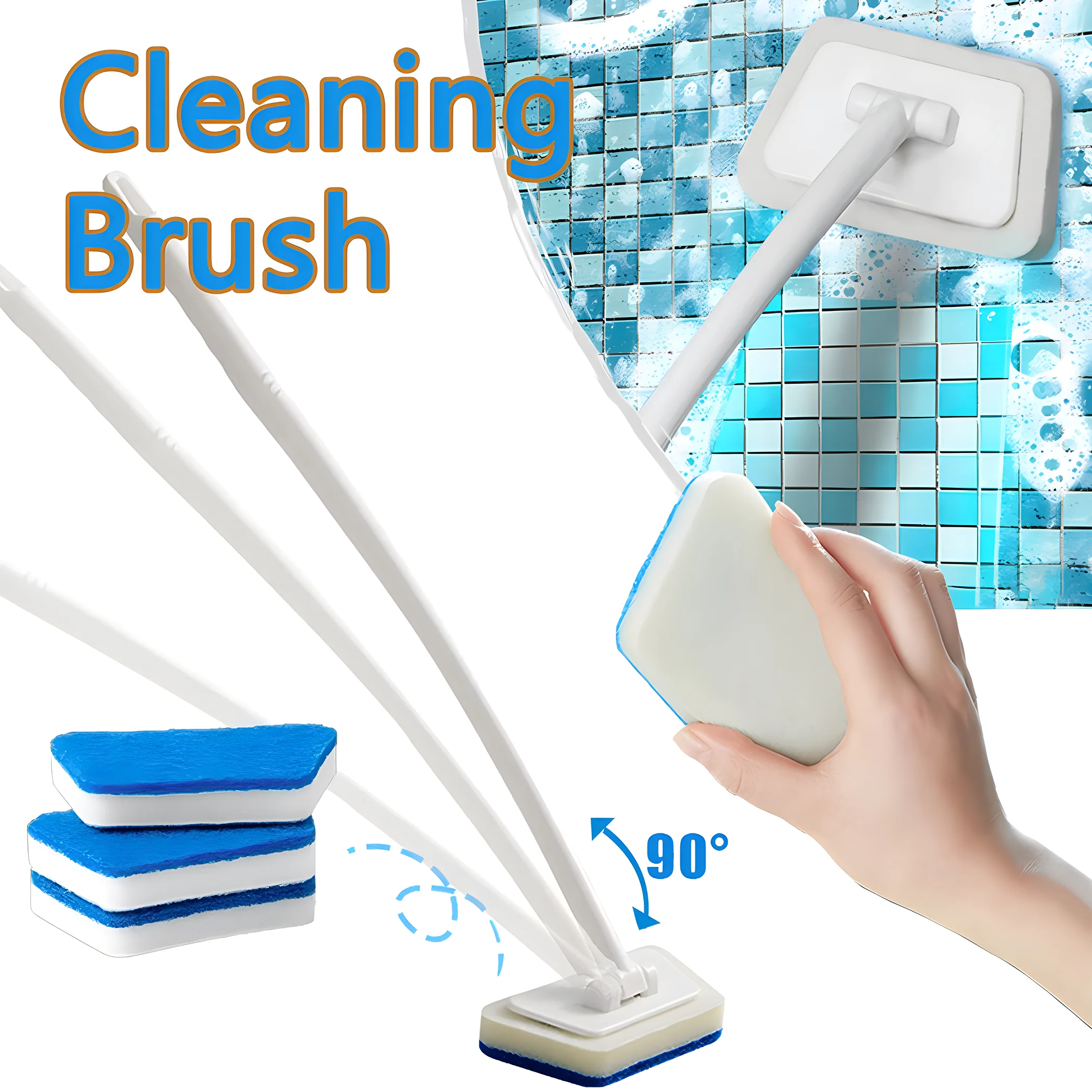 Cleaning Bathroom Long Handle Brush Bathtub Wall Floor Ceramic Tile Sponge Cleaner Multi-Functional Car Window Glass Washing Kit