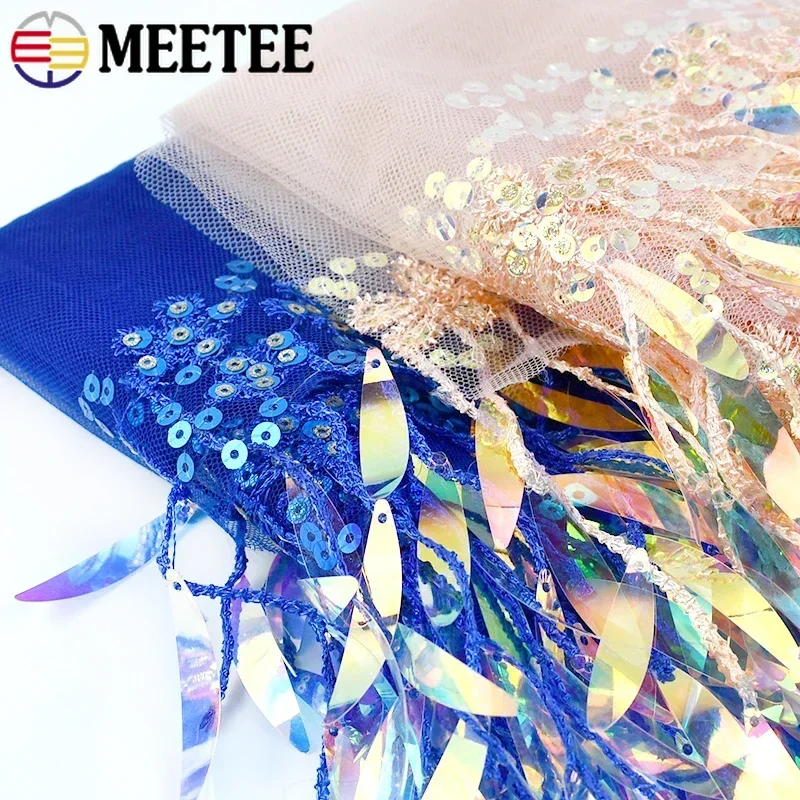 2-10Yards Meetee 15cm Sequins Tassel Fringe Mesh Lace Trims for Sewing Latin Dress Wedding Clothes Decorative Fringes Trimming