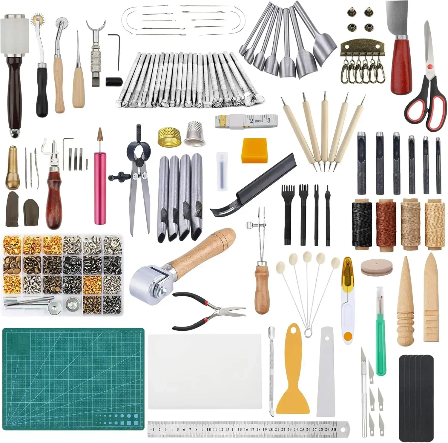 

Complete Leather Crafting Tools Kit with Stamping, Punching, and Sewing Supplies for DIY Projects