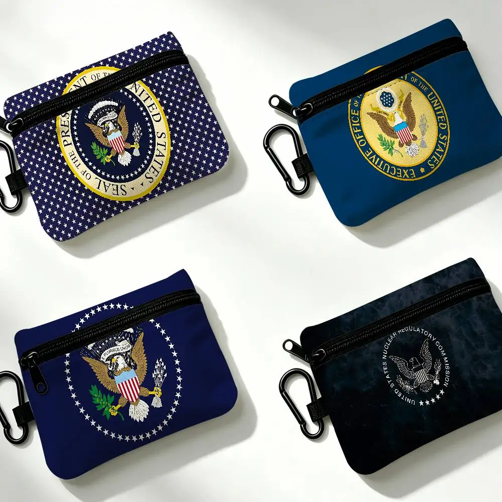 S-Seal of The P-President Daily Carry Oxford Fabric Small Coin Purse Multi-use Storage Pouch For Keys Cards Coins