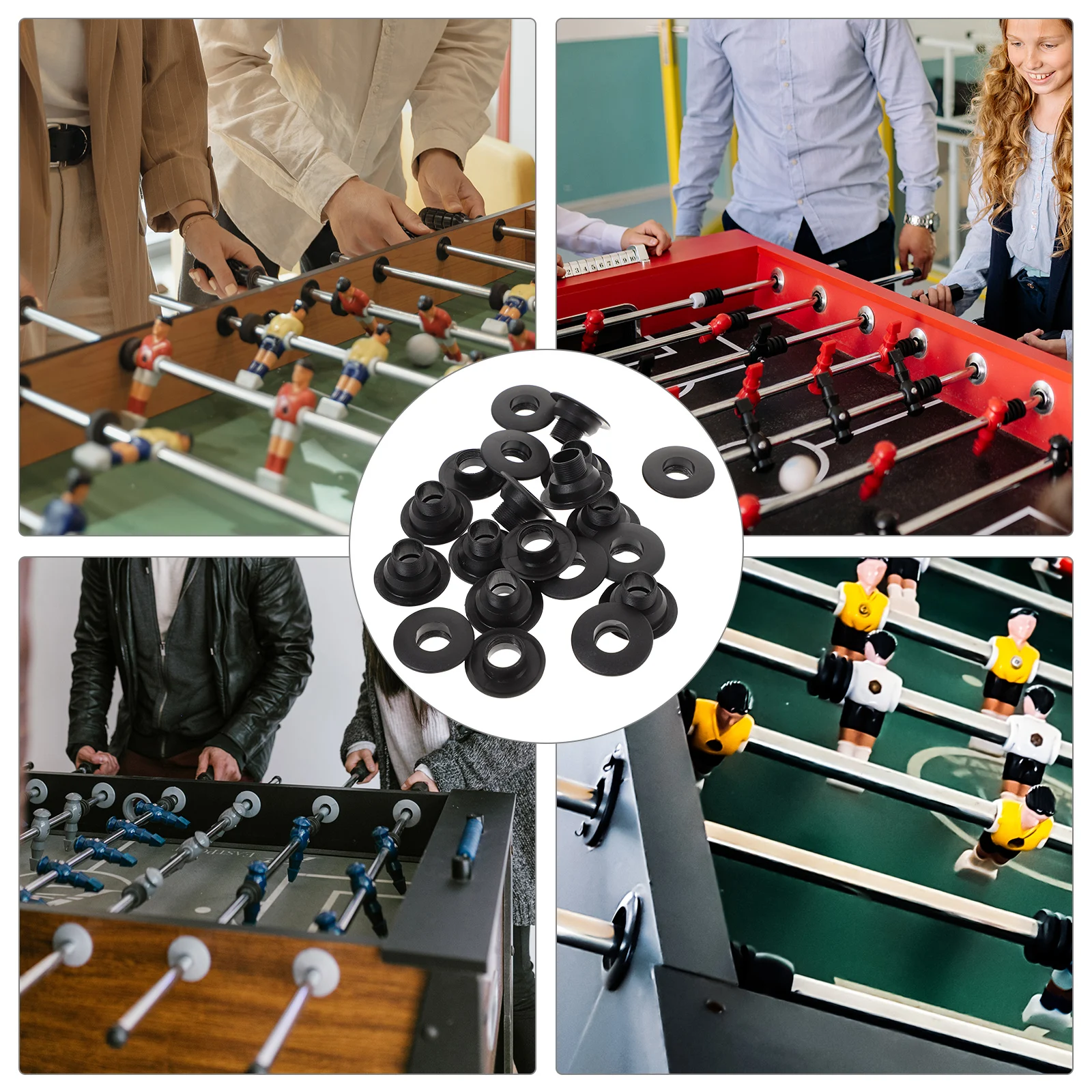 

10 set Soccer Table Football Board Bearing Foosball Machine Accessories Black Durable Premium Plastic Threaded Construction No