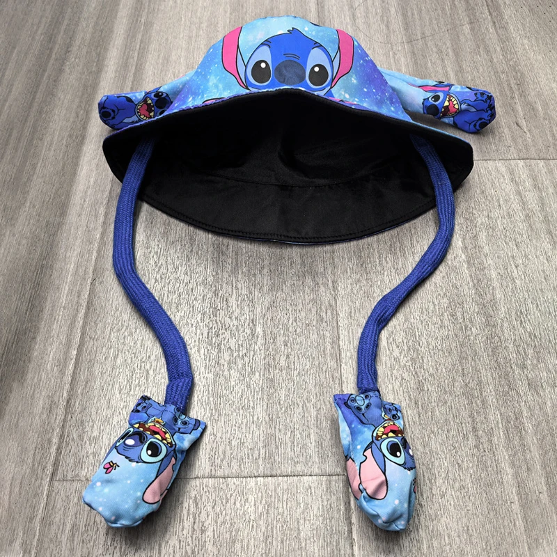 Disney Stitch Fisherman Hat Bucket Hat Summer Children Panama Hats with Moving Ears Cartoon Outdoor Sun Hat Girl Cosplay Cap