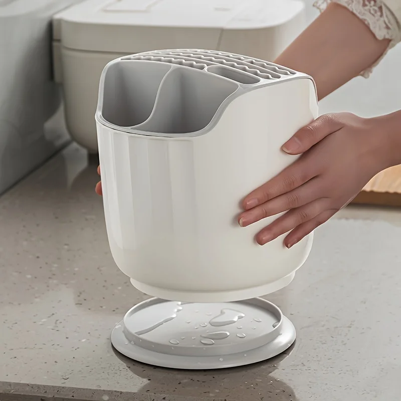 

Вращающийся кухонный органайзер с дренажем - 360° ° Вращающаяся подставка для столовых приборов (ножей, вилок и палочек), прочный полипропиленовый материал