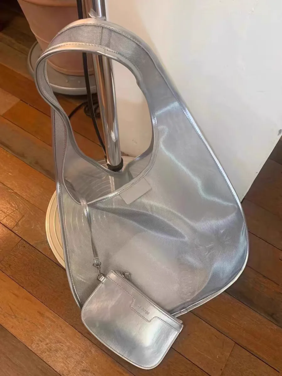 

Korean Sle Silver Underarm Women's Bag Large Capaci op Commuting Faionable oulder Tote Bag Casual Handbag