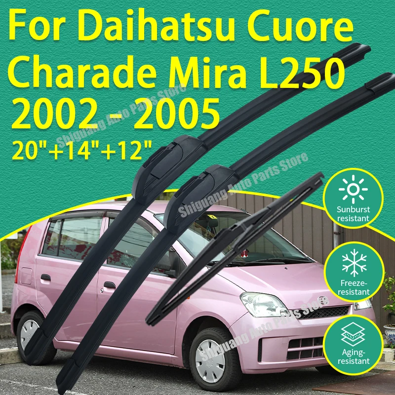 Limpadores de Para-brisa Dianteiros e Traseiros com Revestimento de Silicone para Daihatsu Cuore Charade Mira L250 2002 - 2005 Acessórios para Carro