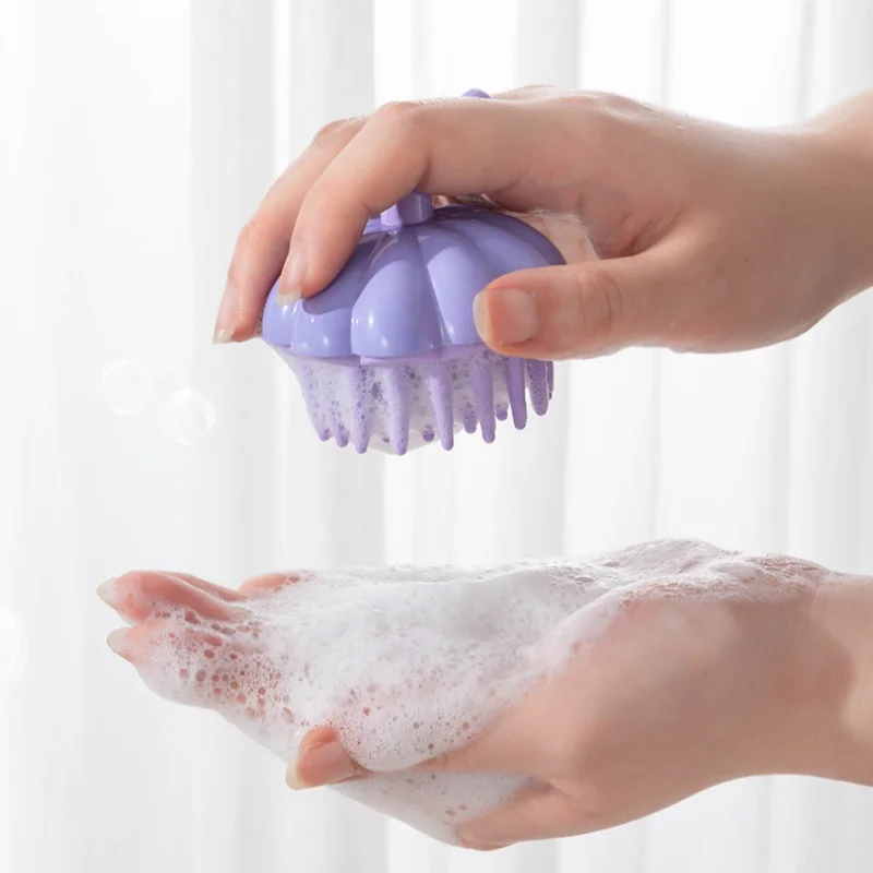 

1pc Household Shampoo Brush Pumpkin Shape Scalp Massage Comb Silicone Body Clean Hair Washing Comb Bath SPA Shower Massage Brush
