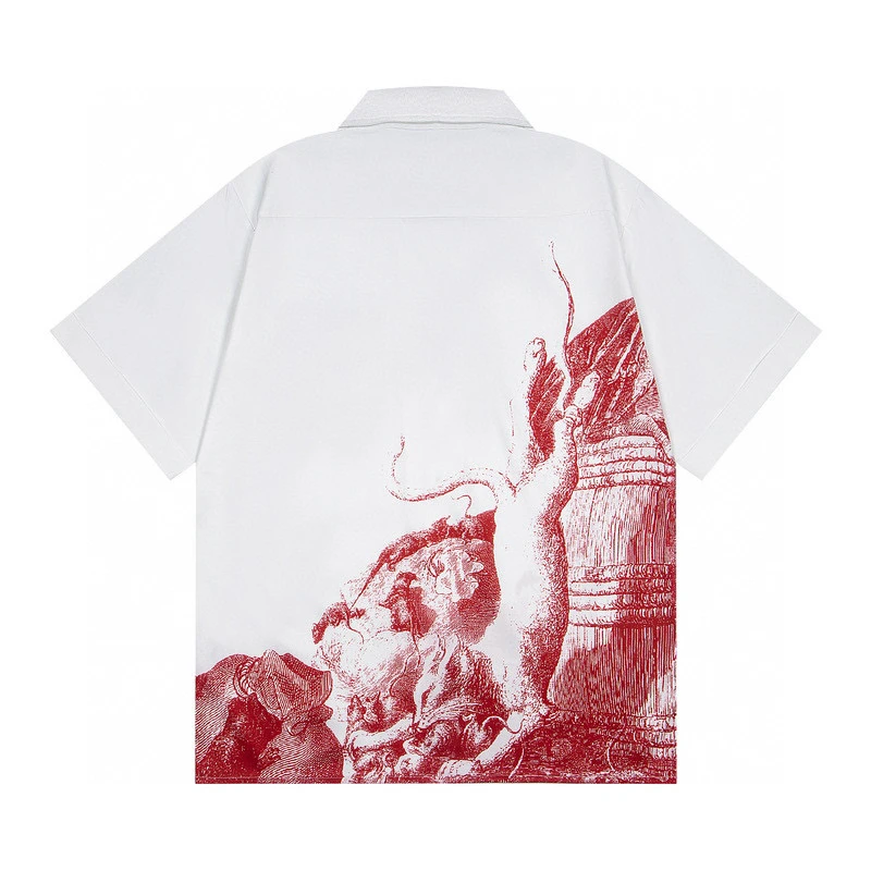 

Depressed Second-Generation Dual-Color And Mouse War Print Short-Sleeved Shirt Summer Ice Sensation Loose Fit Youth Fashion