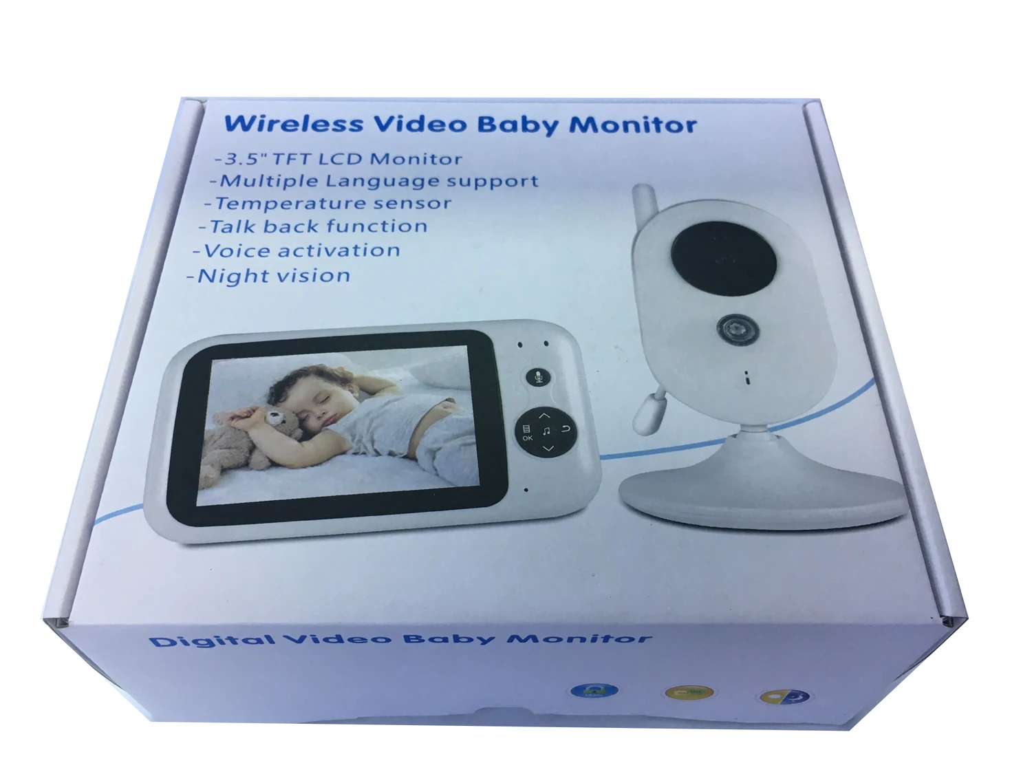 

3.5Inch Screen Video Baby Monitor with Camera and Audio Night Vision,Two-Way Talk Temperature Monitor, VOX Mode, Lullabies