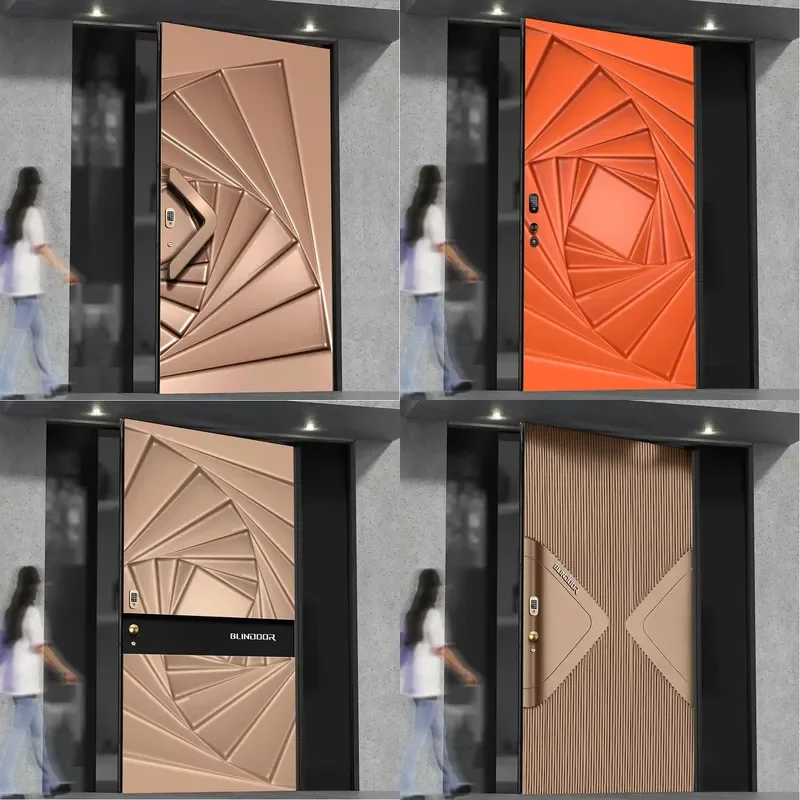 Italian Home Security Door Panel Aluminum Decorative Front Door with Steel Armoring Durable and Stylish