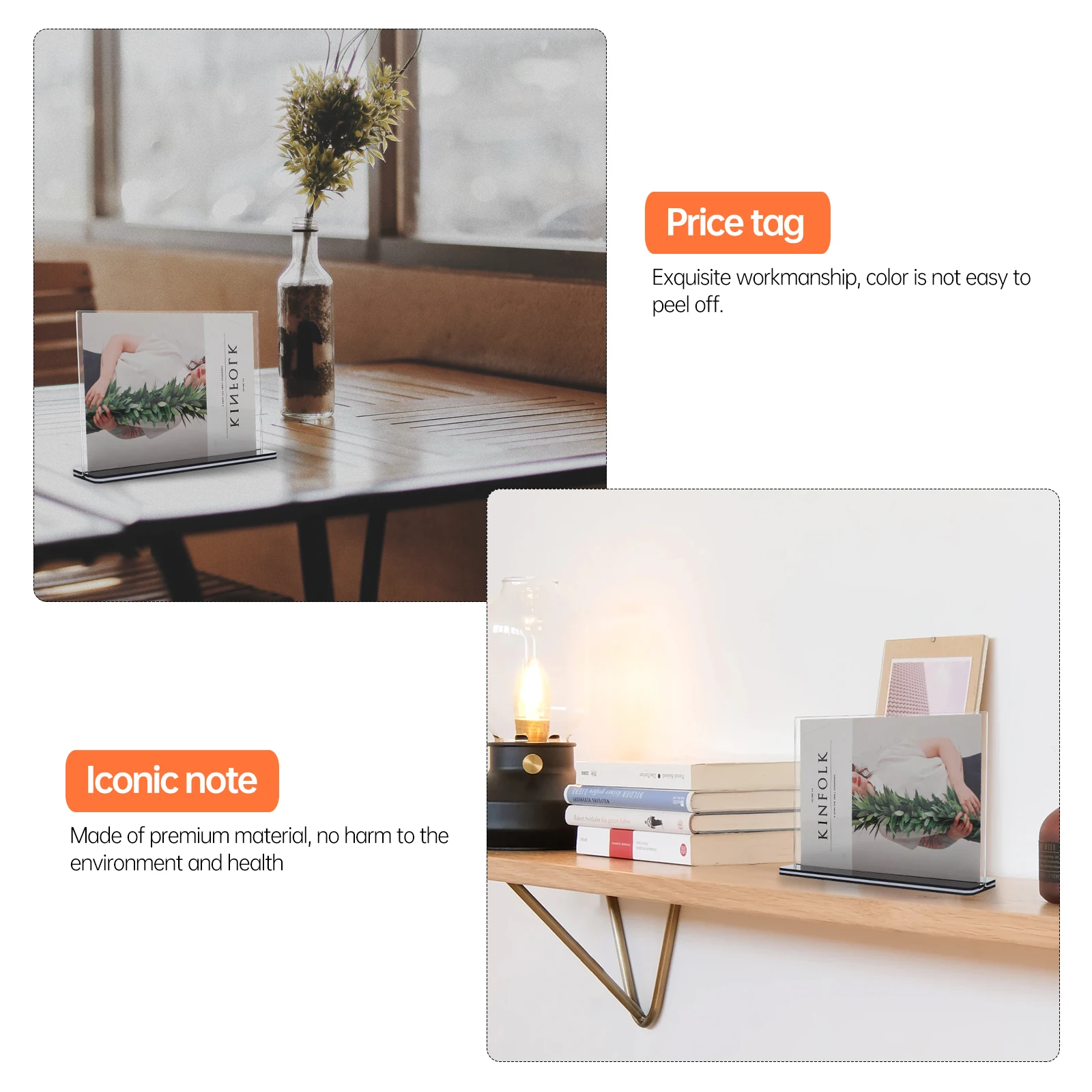 

2 Pcs Assorted Sign Holder T-shaped Table Display Card Business Rack Menu Shelf