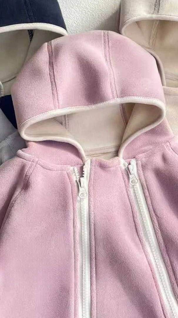 Autumn and Winter Fleece Warm Hooded Jumpsuit with Zipper and Crawling Suit Double Sided Fleece Baby Clothes