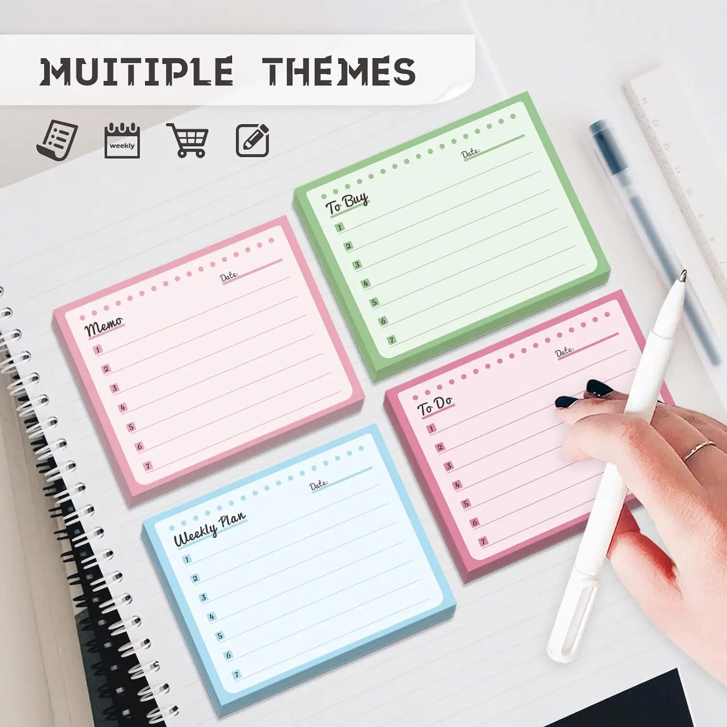 50sheets Sticky Notes Memo Pad Planner Notepad To Do List Stickers Shopping Checklist sticky notes Office Supplies Stationery