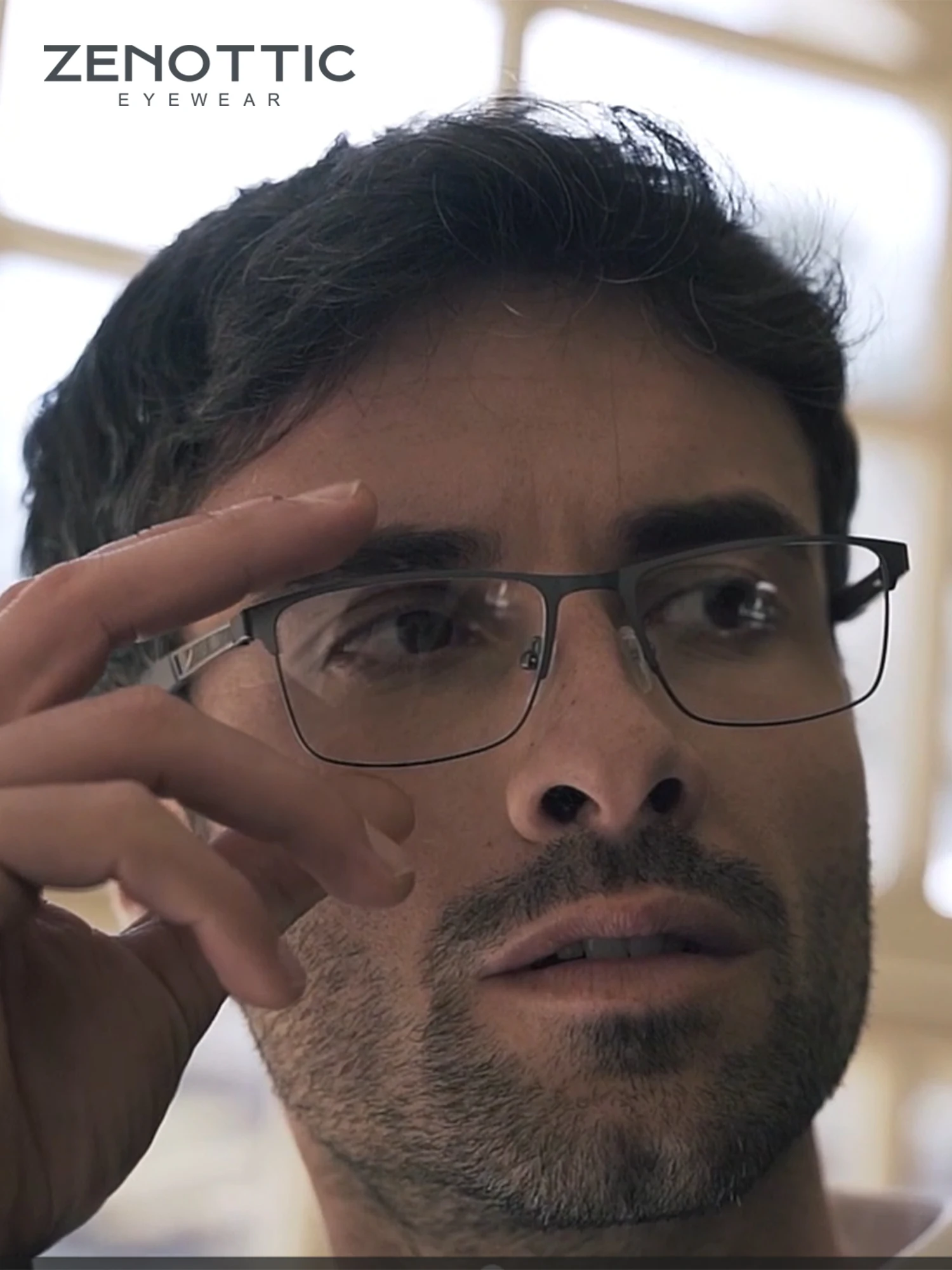 ZENOTTIC Square Carbon Fiber Frame Glasses
