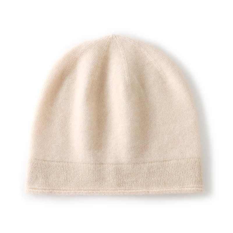 LHZSYY New Winter Hat Women Soft Warm 100% Cashmere Knitted Solid Color Adult Casual Beanie Hats Fashion Female Pullover Cap