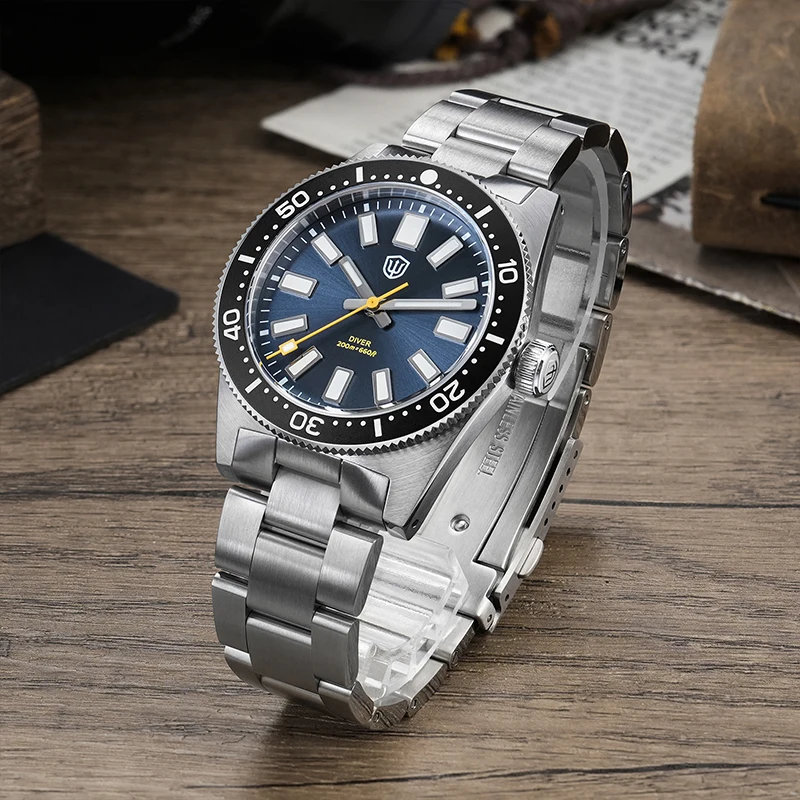 Watchdives WD1965 Quartz Watch VH31 Sweep Movement BGW9 Luminous Domed Sapphire Crystal 20Bar Waterproof 38mm Vintage Watches