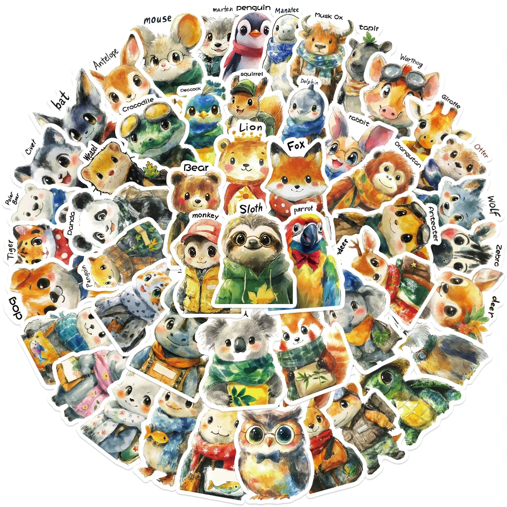 50 قطعة الكرتون الخيال الحيوان كليب الفن ملصق مضحك الكلب الباندا الثعلب ملصق مائي DIY بها بنفسك سجل القصاصات مذكرات الثلاجة القرطاسية سكيت ملصق #2