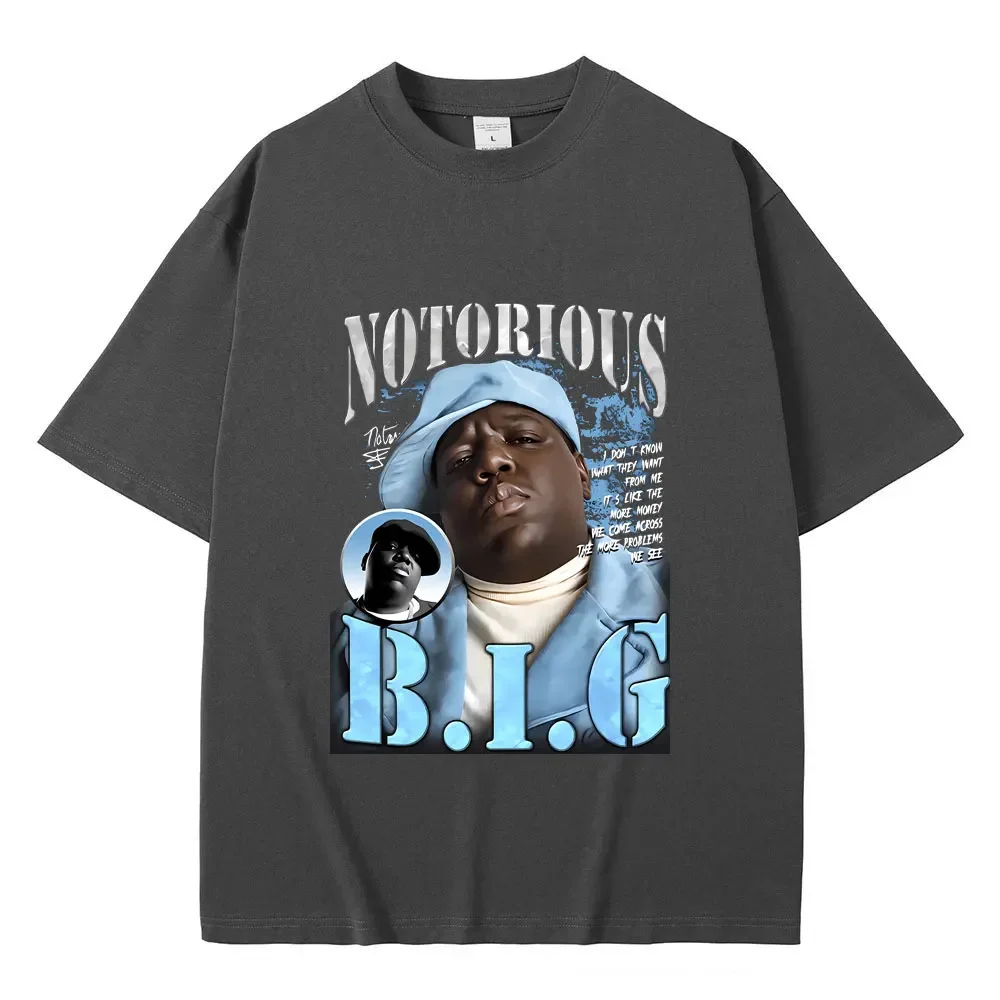 Hip Hop Rapper Biggie Smalls Print T-shirts Men\'s Fashion Oversized Classic Vintage Best Famous The  Big Tshirt summer