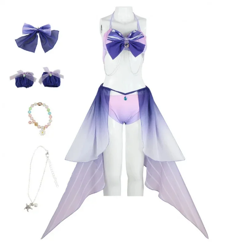 A;3\v,7'd/Game Genshin Impact Swimsuit Cosplay Costume Sangonomiya Kokomi Bikini Beach Bathing Suit Anime Bathiw.3;v'6\b/ - view 6