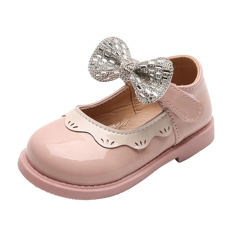 

Girls' leather shoes British style kid's shoes girls Rhinestone bow party shoes little girls' Dress shoes Kids Mary Janes Shoes