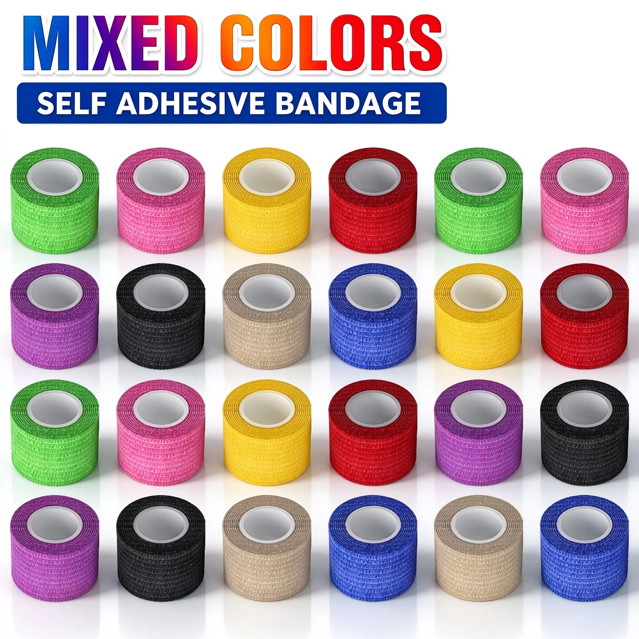 3.8CM Mixed Colors Disposable Tattoo Grip Bandage Cover Wraps Tapes Nonwoven Waterproof Self Adhesive Bandage Tattoo Accessories