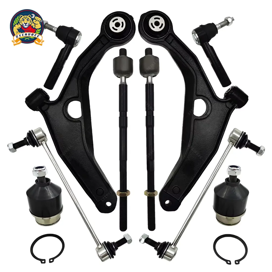 Svenubee 10Pcs Front Lower Suspension Control Arm Tie Rod End Ball Joint Sway Bar End Link for Dodge Journey 2009 2010 2011-2015